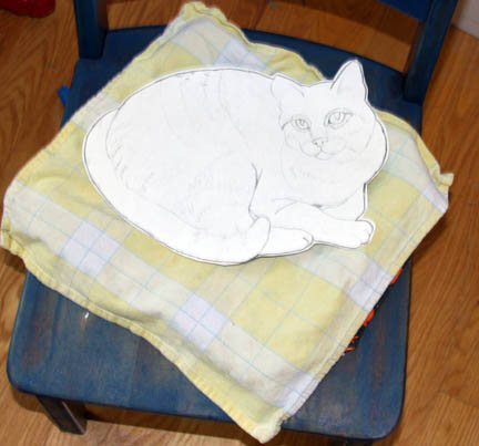 Cat pattern on chair for painting.