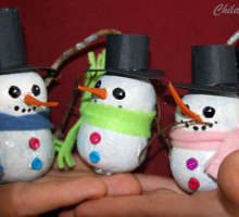 Make Snowman Gourd Ornaments