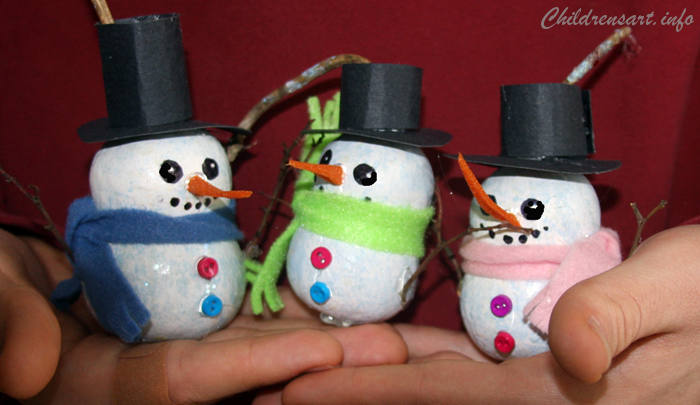 snowman gourd kids craft idea
